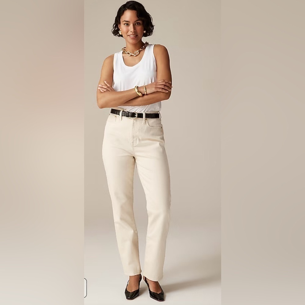 J. Crew Classic Straight Jean Size 30 High Rise Color: Ecru Denim Stretch Casual